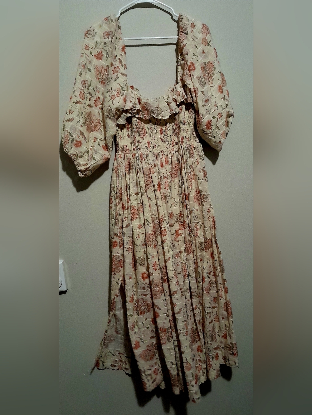 Free People Cream Floral Puff-Sleeve Maxi Dress - Picture 5 of 5